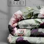 لحاف:دورو طرح دار یک رو ساده یک عدد ابعاد لحاف:225*235 روبالشتی دورو طرح دار: پاکتی یک عدد روبالشتی ساده:پاکتی لبه دار یک عدد ابعاد روبالشتی:50*70 ملحفه:ساده کش دوزی یک عدد ابعاد ملحفه:180*200