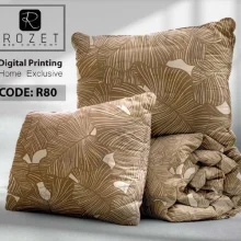 روتختی تک نفره رزت طرح برگ کرم قهوه ای سری R80