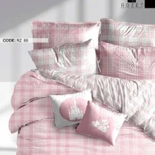 روتختی تک نفره رزت طرح چهارخونه سفید صورتی سری RZ80