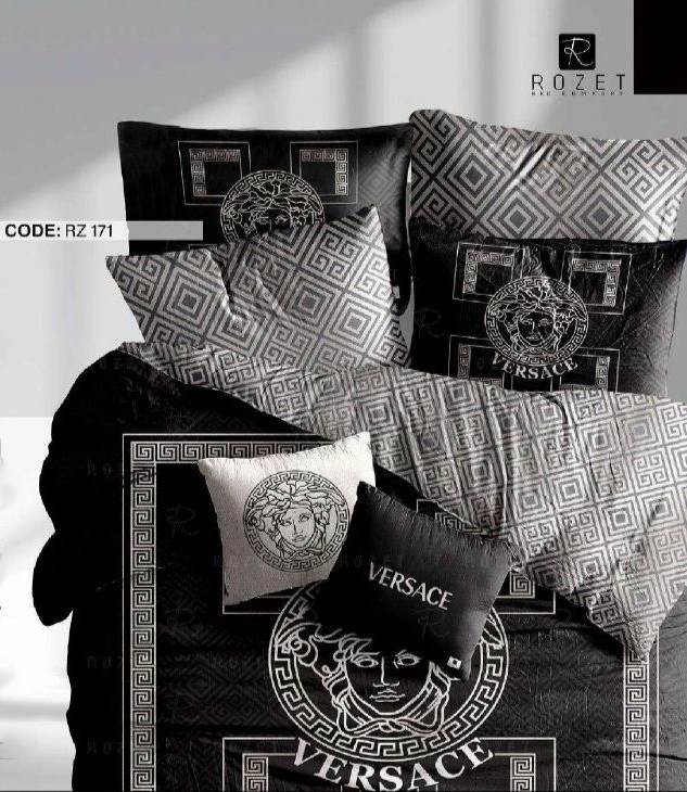 روتختی تک نفره رزت طرح ورساچه مشکی سری RZ171 روتختی تک نفره رزت طرح ورساچه مشکی سری RZ171