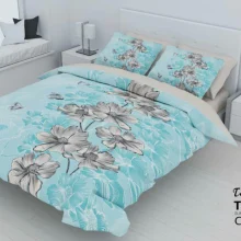 روتختی یک نفره ترکسان طرح گل های آبی ملو سری D83