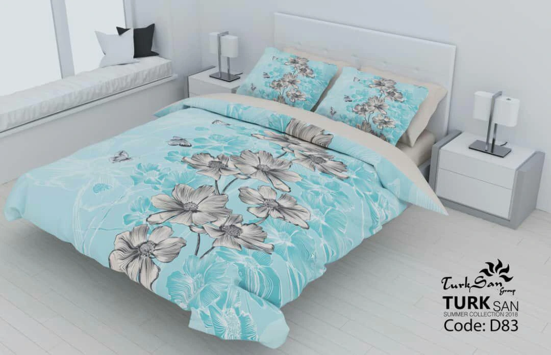 روتختی یک نفره ترکسان طرح گل های آبی ملو سری D83