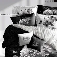 روتختی تک نفره رزت مدل گل میخک سیاه سفید سری RZ3