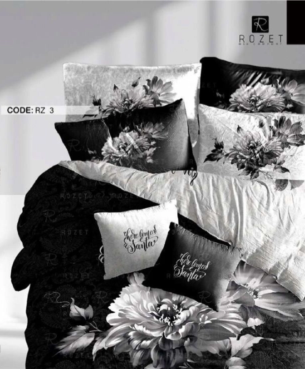 روتختی تک نفره رزت مدل گل میخک سیاه سفید سری RZ3