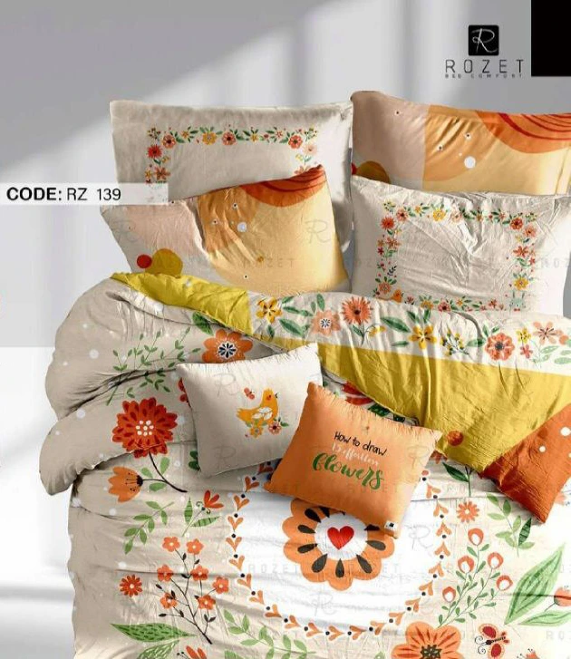 روتختی تک نفره رزت مدل گل نقاشی سری RZ139 روتختی تک نفره رزت مدل گل نقاشی سری RZ139