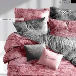 روتختی تک نفره رزت طرح خز طوسی صورتی سری RZ13