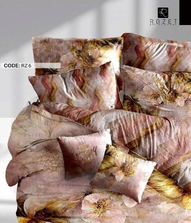 روتختی تک نفره رزت مدل گل صورتی طلایی سری RZ6