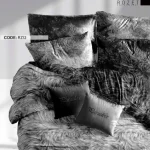 روتختی تک نفره رزت طرح خز طوسی مشکی سری RZ12