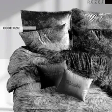 روتختی تک نفره رزت طرح خز طوسی مشکی سری RZ12