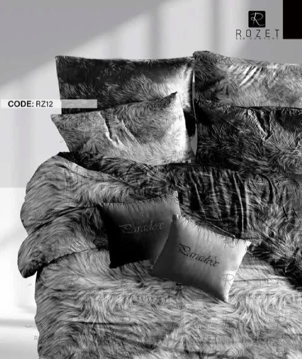 روتختی تک نفره رزت طرح خز طوسی مشکی سری RZ12 روتختی تک نفره رزت طرح خز طوسی مشکی سری RZ12